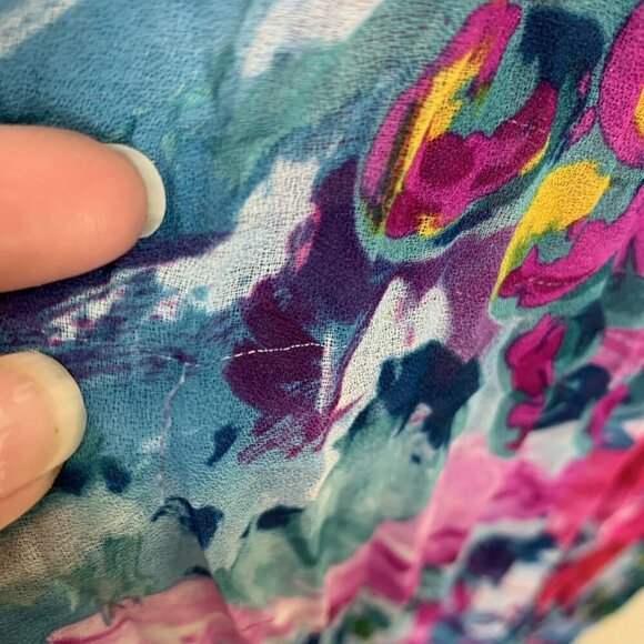 Vintage 2 Rare Womens 2X Dress Colorful Flowy Floral Abstract Maxi 80s Crinkle - Picture 15 of 16